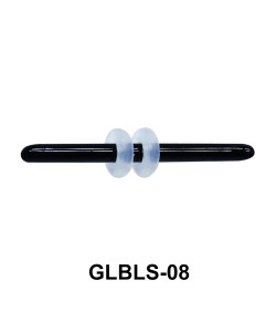 Glass Barbell with Two Trasparent Silicon Ring Outer GLBLS-08